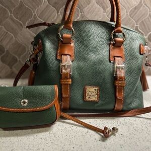 Dooney & Bourke Green and Tan Satchel